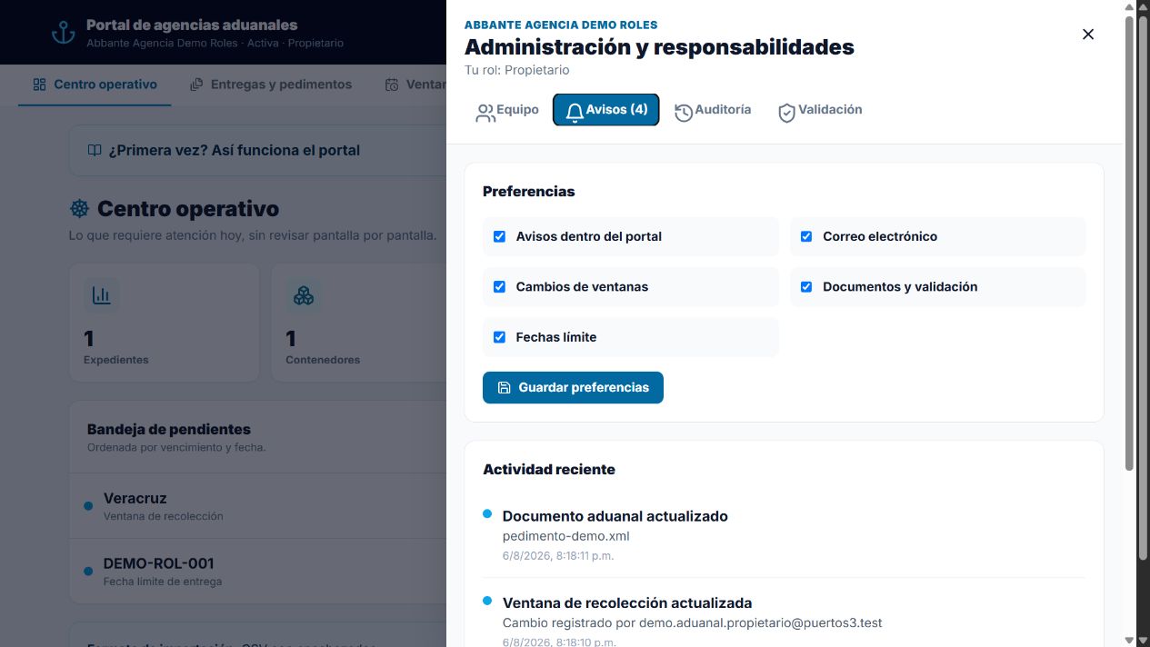 Avisos y preferencias de la agencia