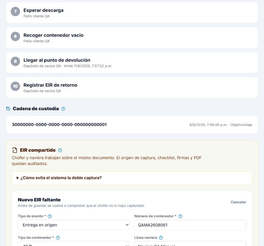 Documentos y EIR del viaje