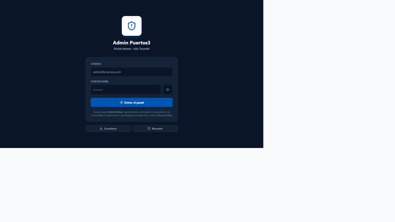 Acceso de Admin Puertos3 PWA